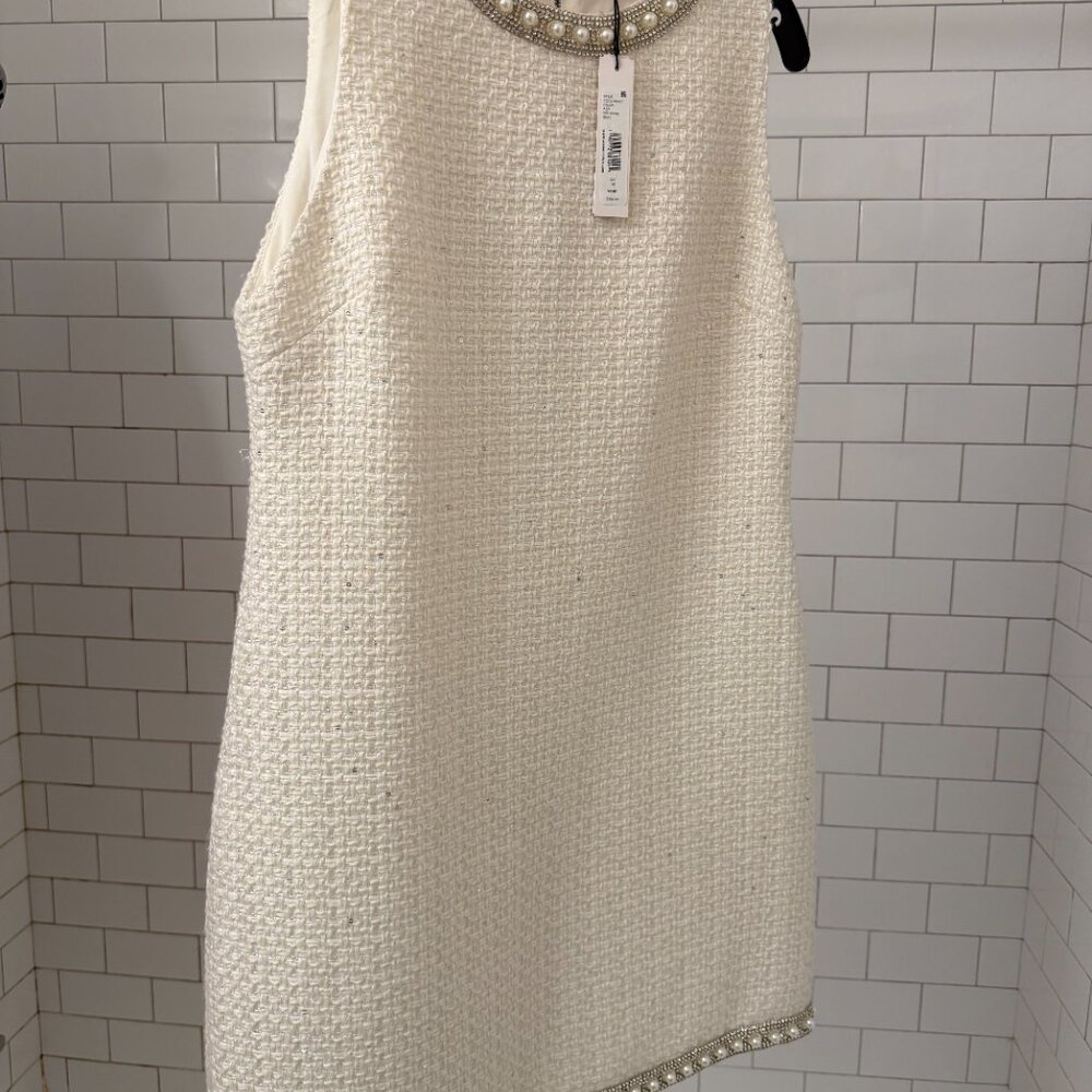 Alice & Olivia Coley Mini Dress, Off White, NWT, Size 14 - Picture 3 of 15